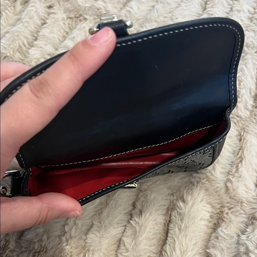 Dooney & Bourke Leather Black and Gray and Red Y2K Vintage Clutch One Size - Picture 3 of 3